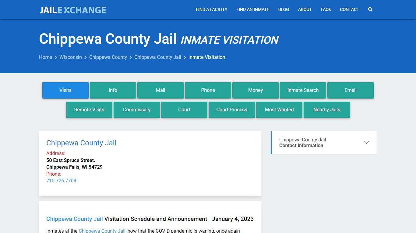 Inmate Visitation - Chippewa County Jail, WI - Jail Exchange